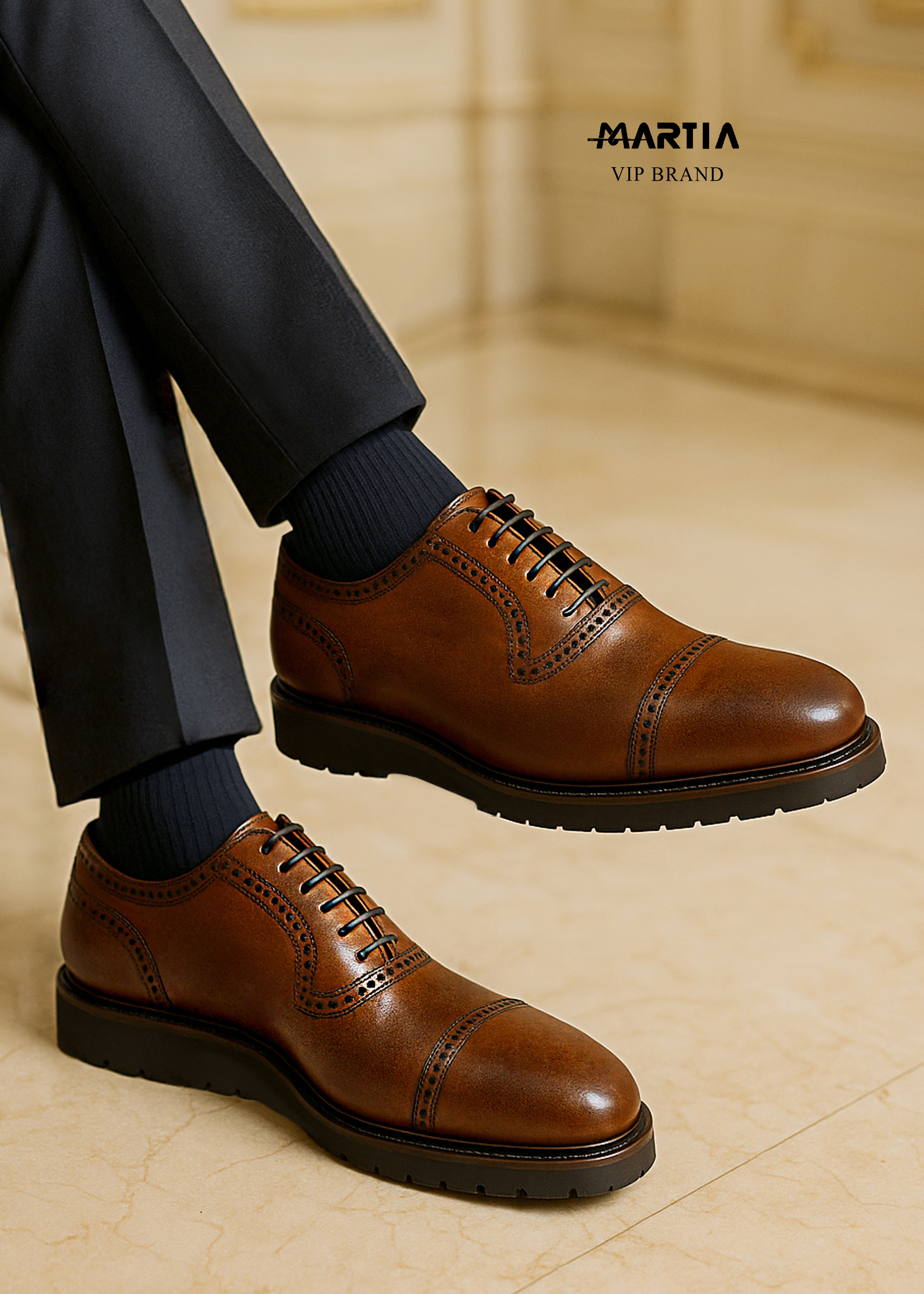 کفش چرم Oxford Brogue Cap