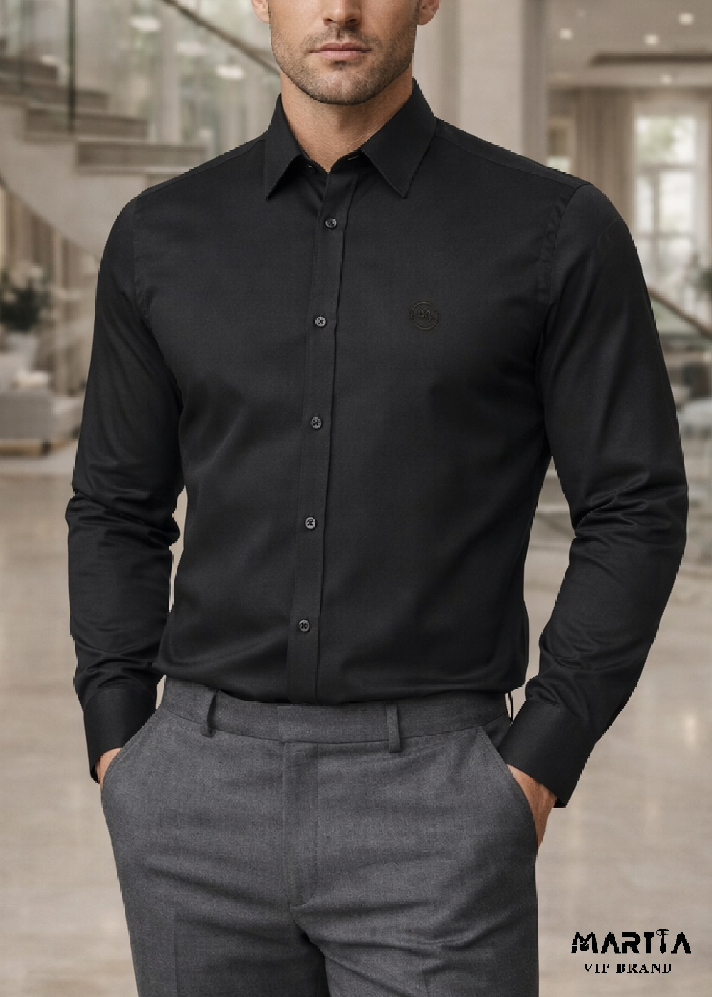 پیراهن نخ پنبه پارچه گاباردین مشکی