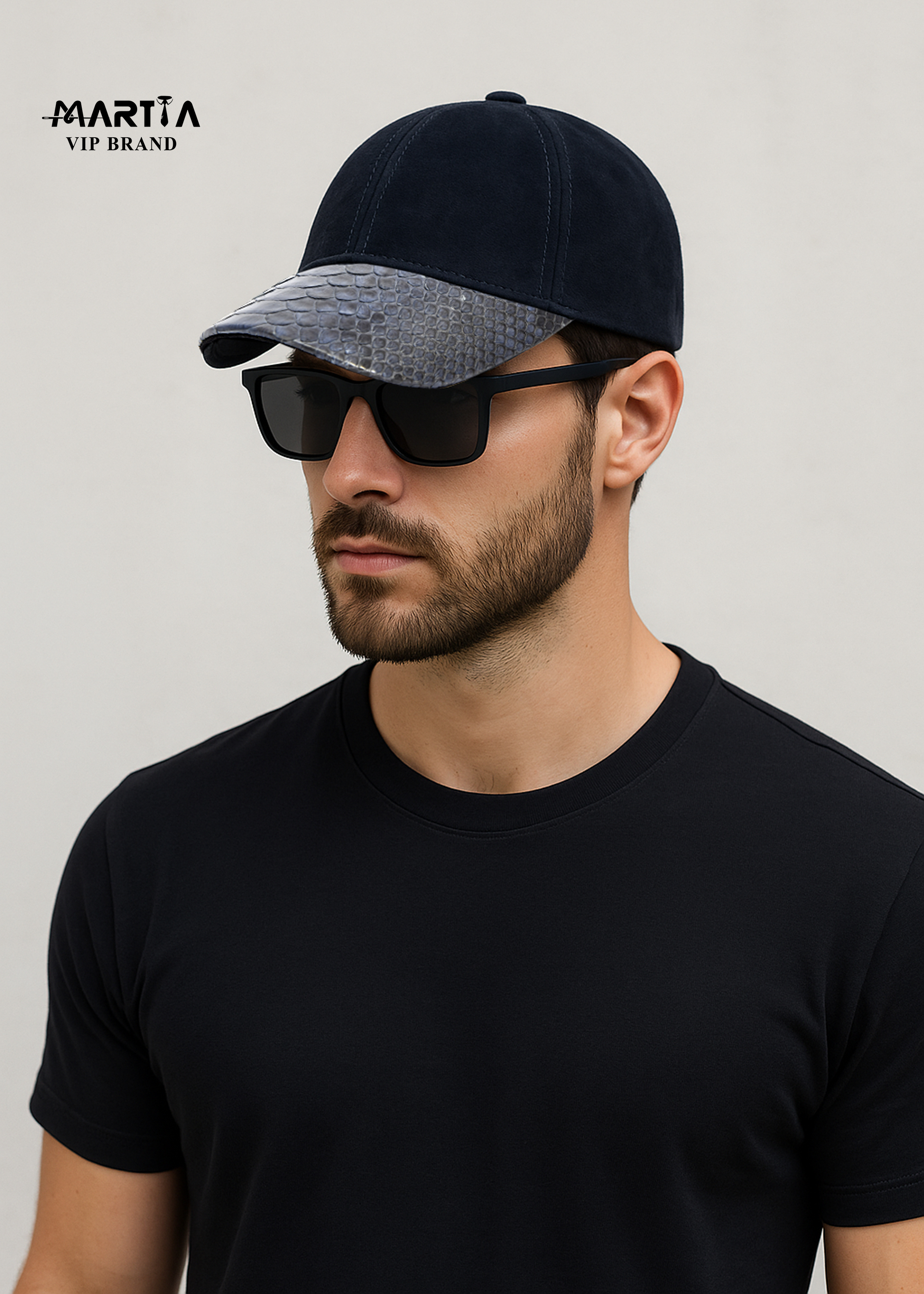 کلاه جیر با نقاب چرم طبیعی پیتون