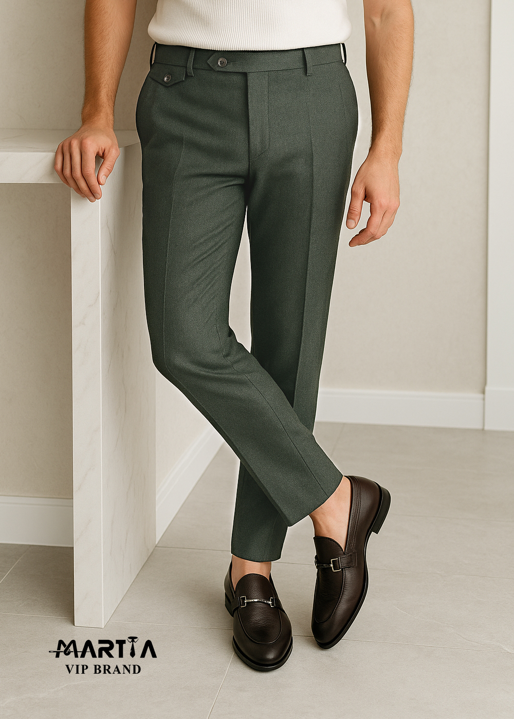 شلوار پارچه پشمی افکت دار کد 36