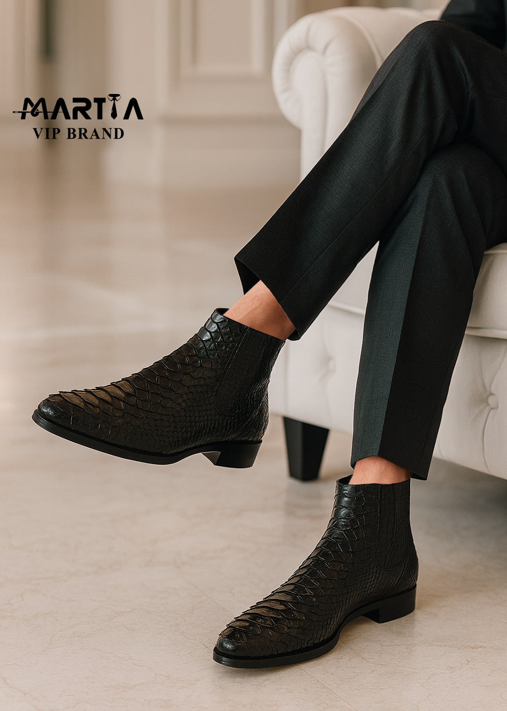 بوت چرم طبیعی پیتون زیره ایتالیایی کد 21