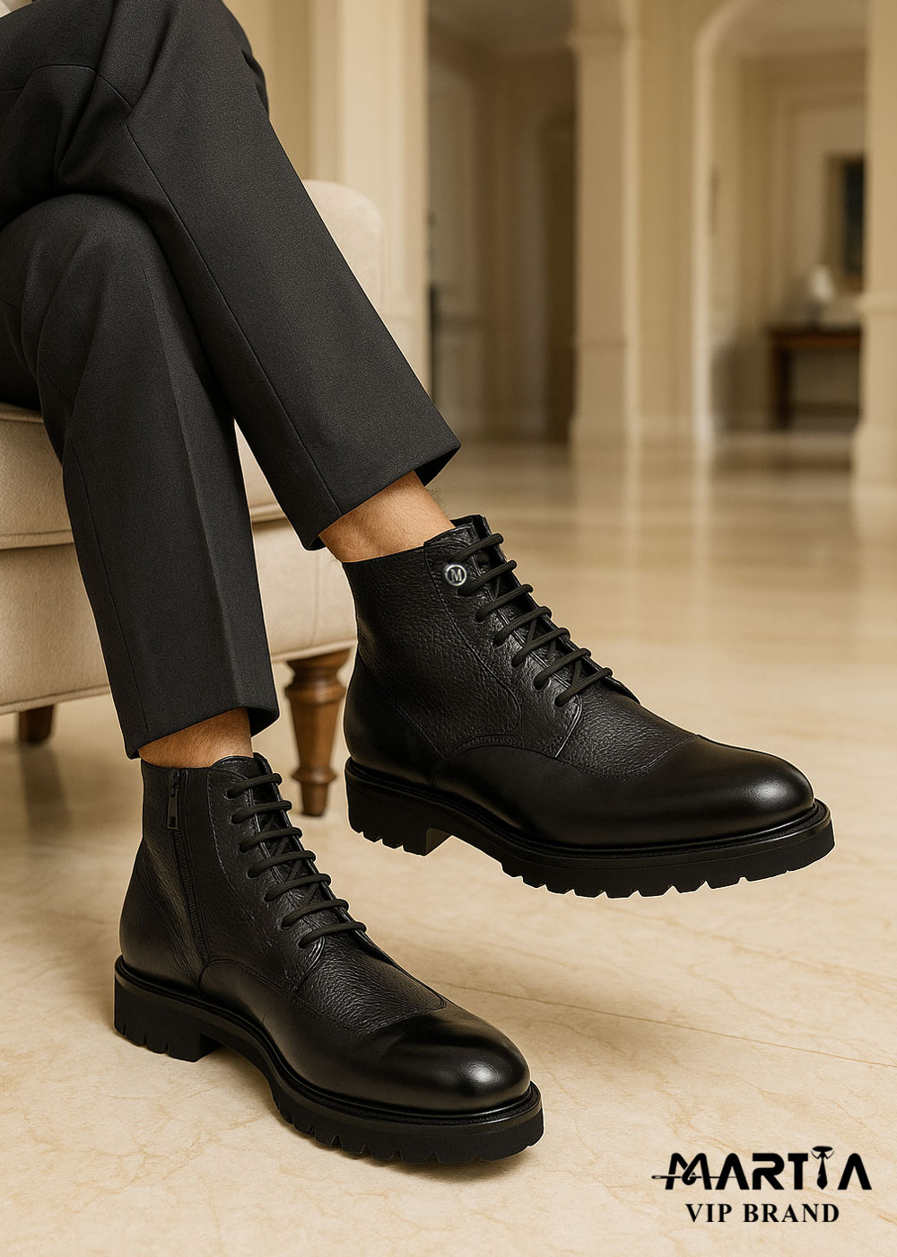 بوت رویه چرم ایتالیایی و داخل پشم مرینوس کد 32