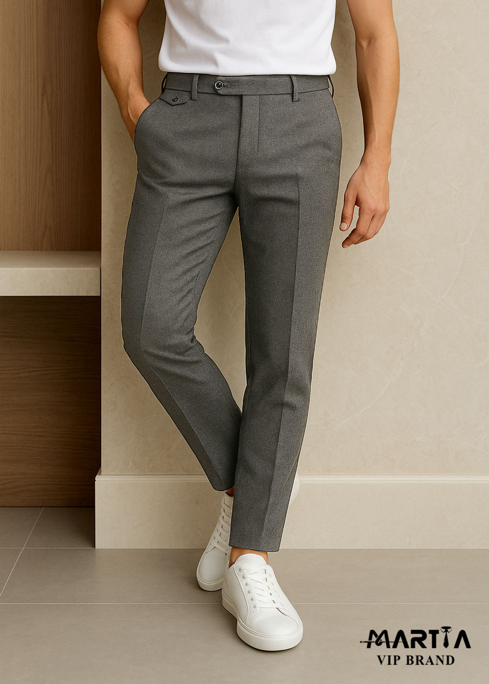 شلوار پارچه پشمی افکت دار کد 39