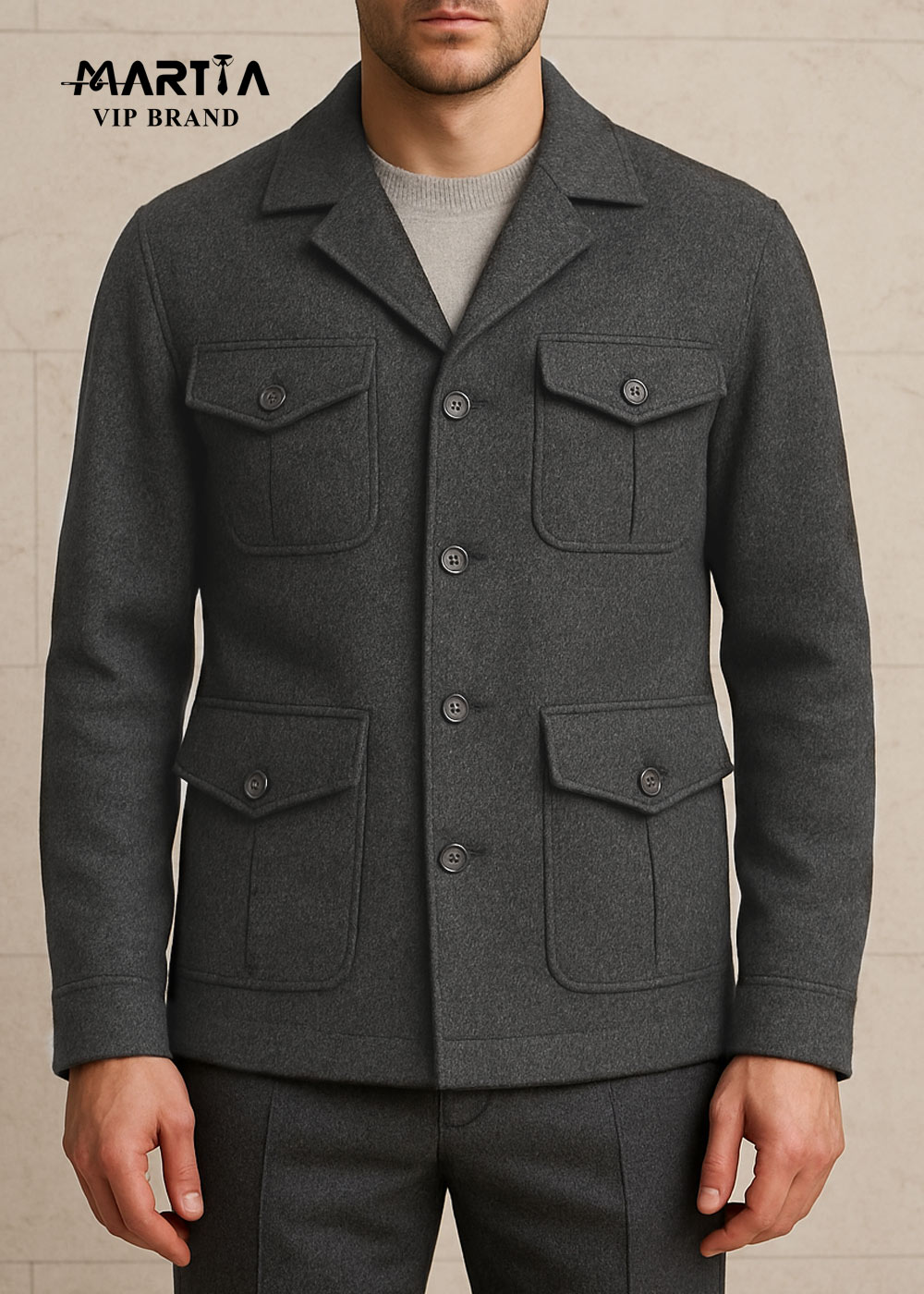 کت تک مدل سافاری پارچه ایتالیایی ویتالی باربرایس
