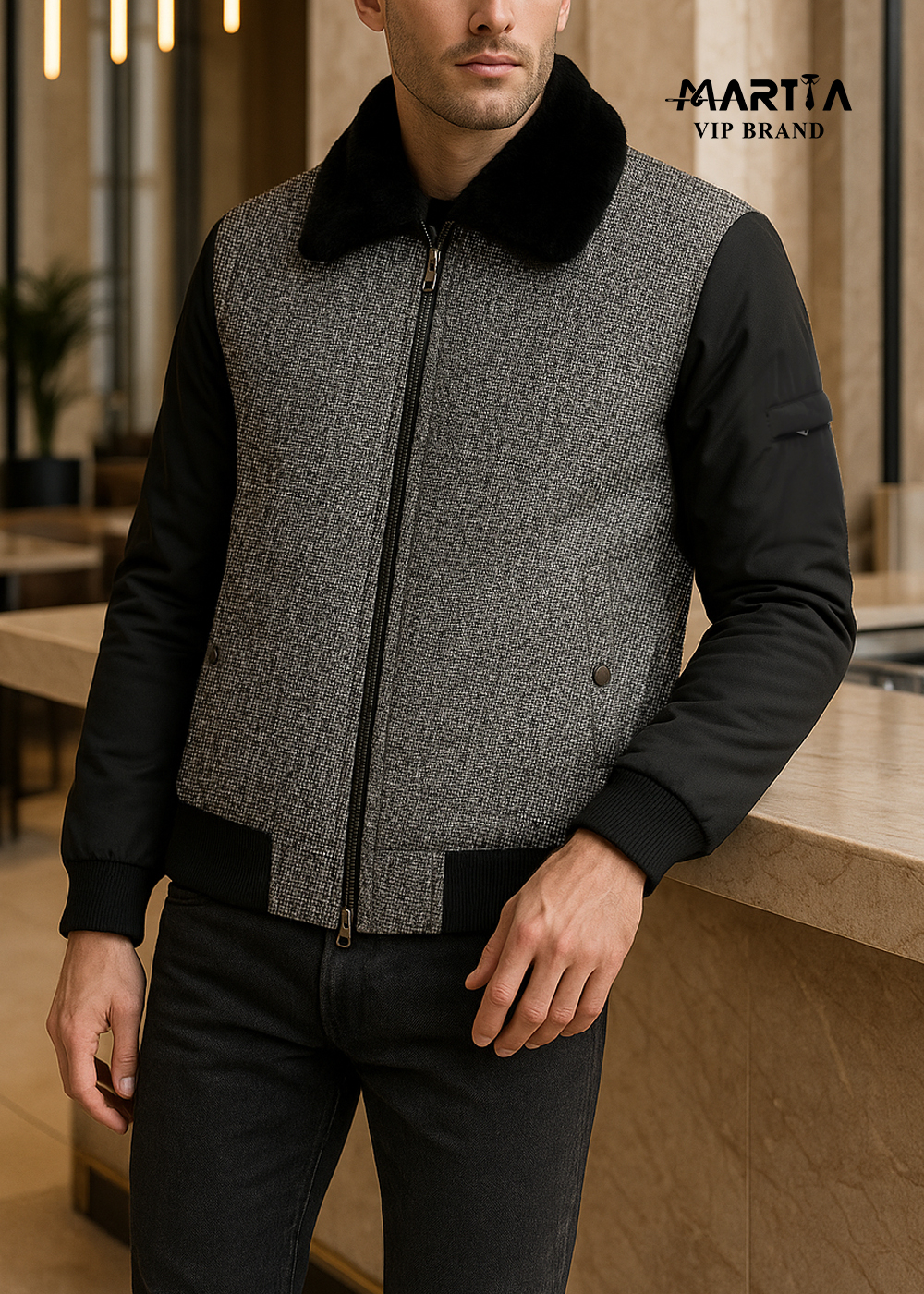 کاپشن واتر پروف کشمیر ایتالیایی یقه رکس