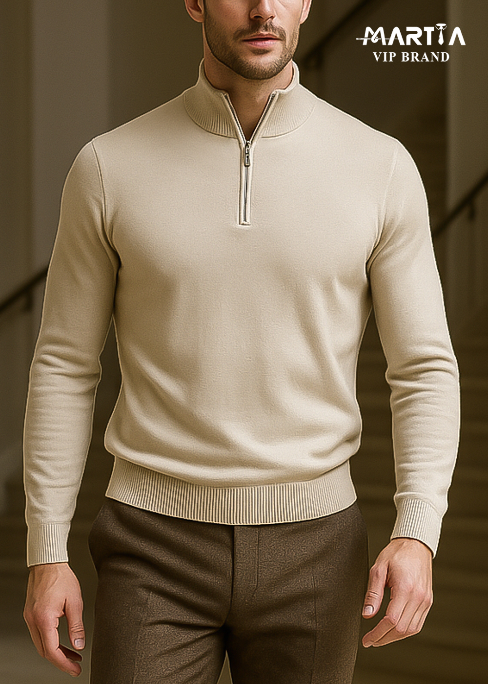 پلیور نیم زیپ ایتالیایی یقه هفت