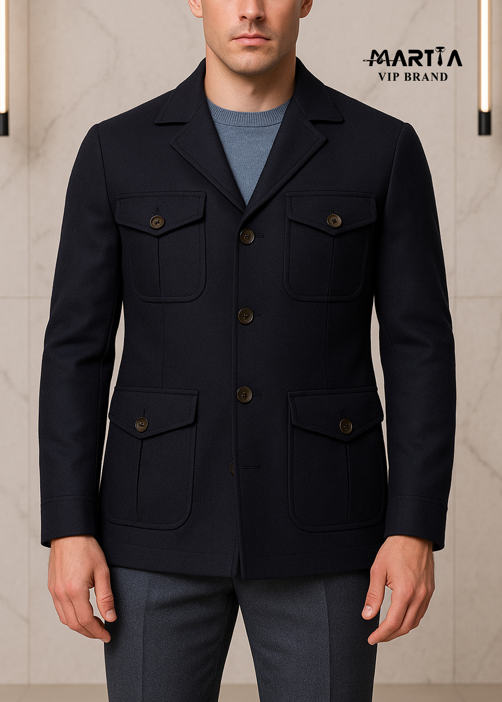 کت تک مدل سافاری پارچه ایتالیایی ویتالی باربرایس