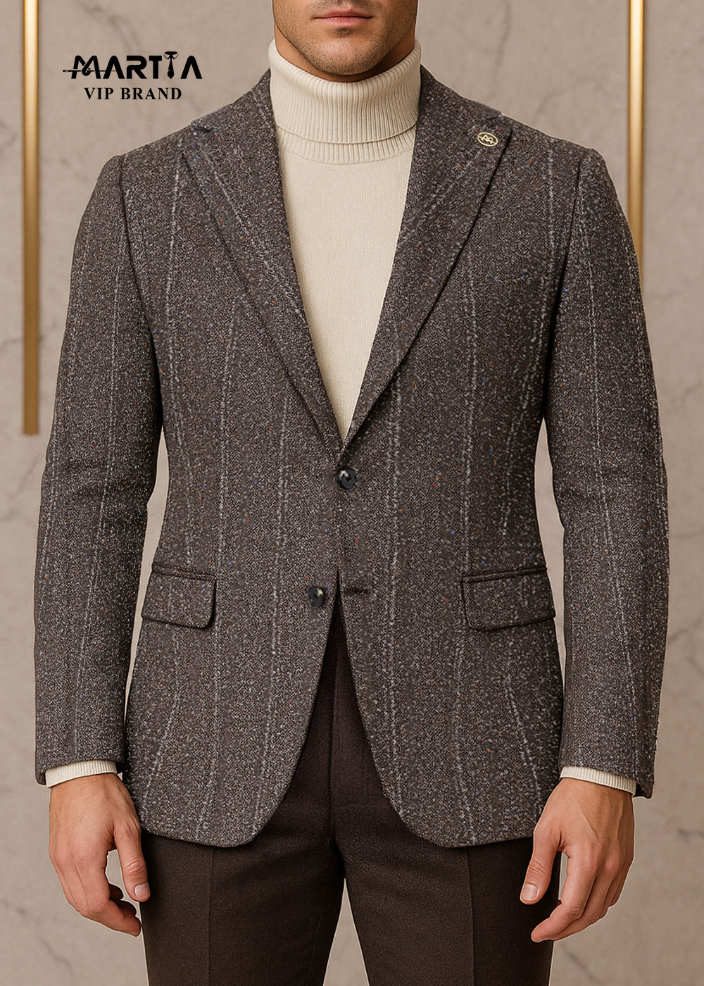 کت تک پشمی افکت دار راه راه