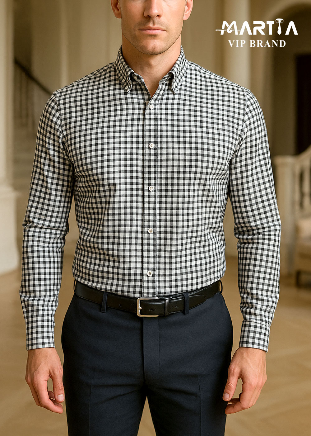 پیراهن پشمی اسلیم چهارخانه کد 53