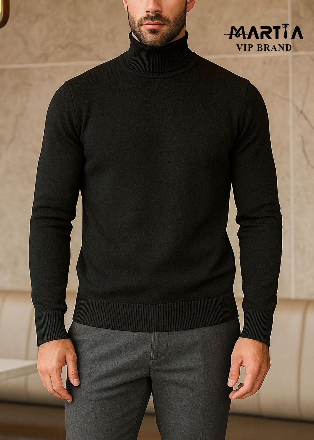 بافت یقه اسکی نخ پنبه