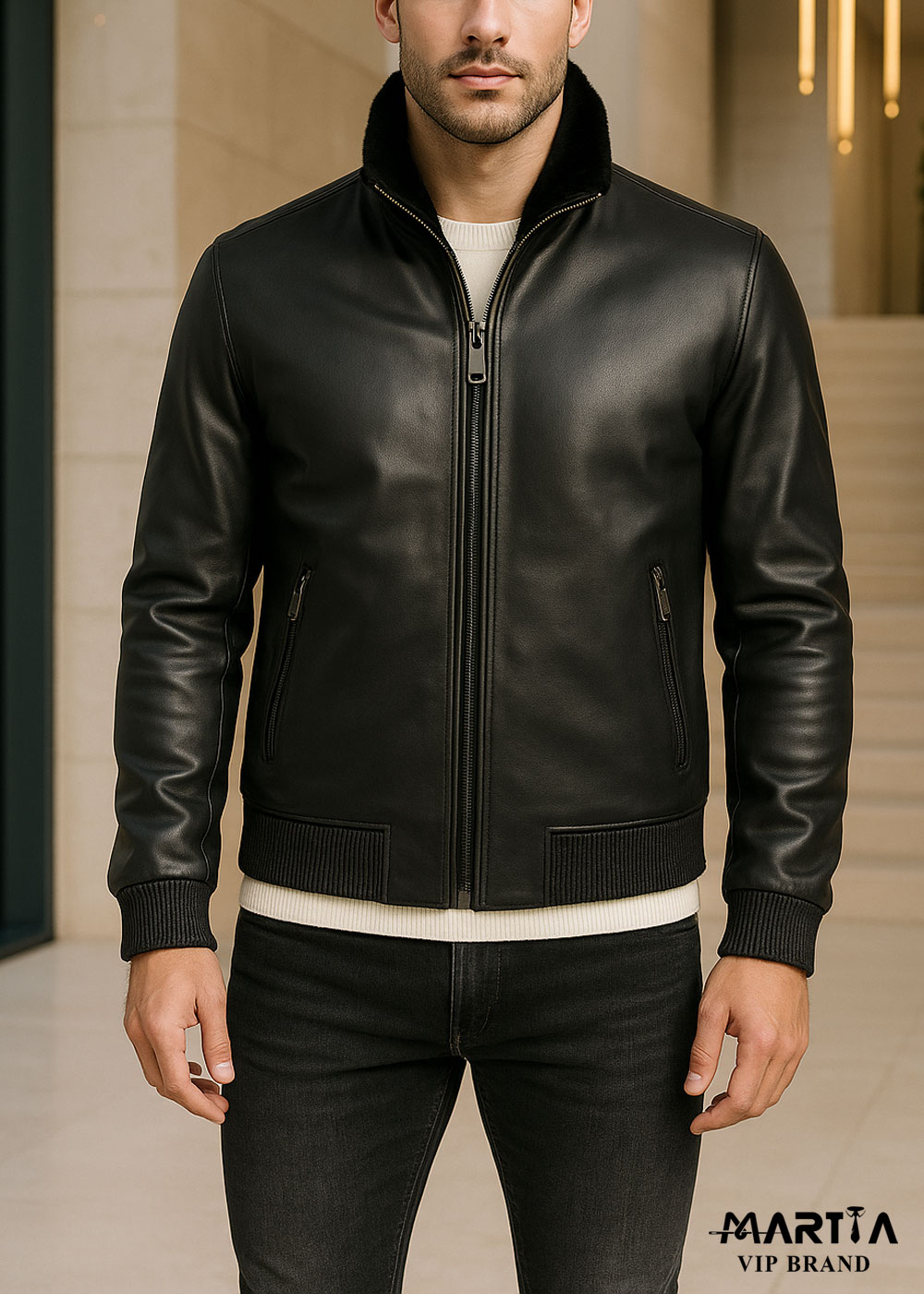 کاپشن چرم ایتالیایی کد 10