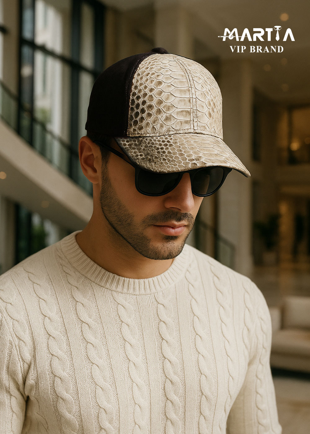 کلاه چرم طبیعی پیتون ایتالیایی