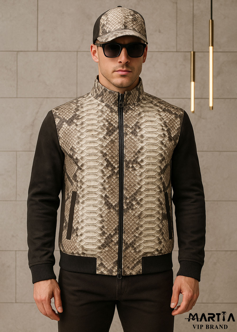 کاپشن چرم طبیعی پیتون