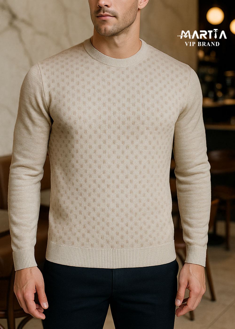 بافت نخ پنبه یقه گرد طرحدار