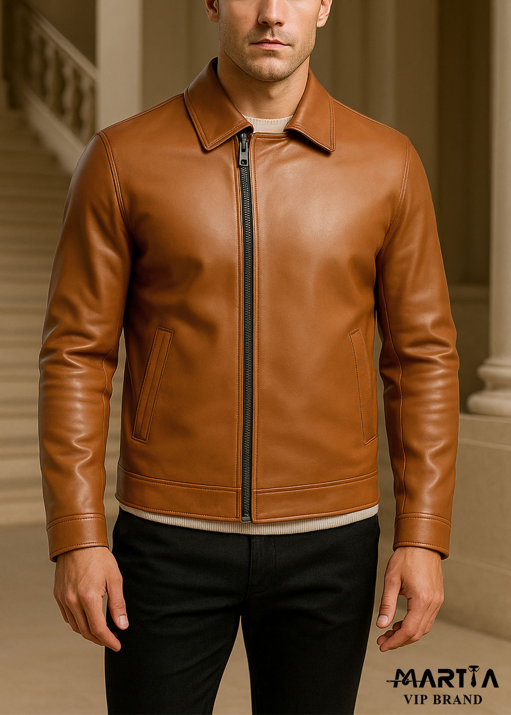 کاپشن چرم طبیعی کد 26