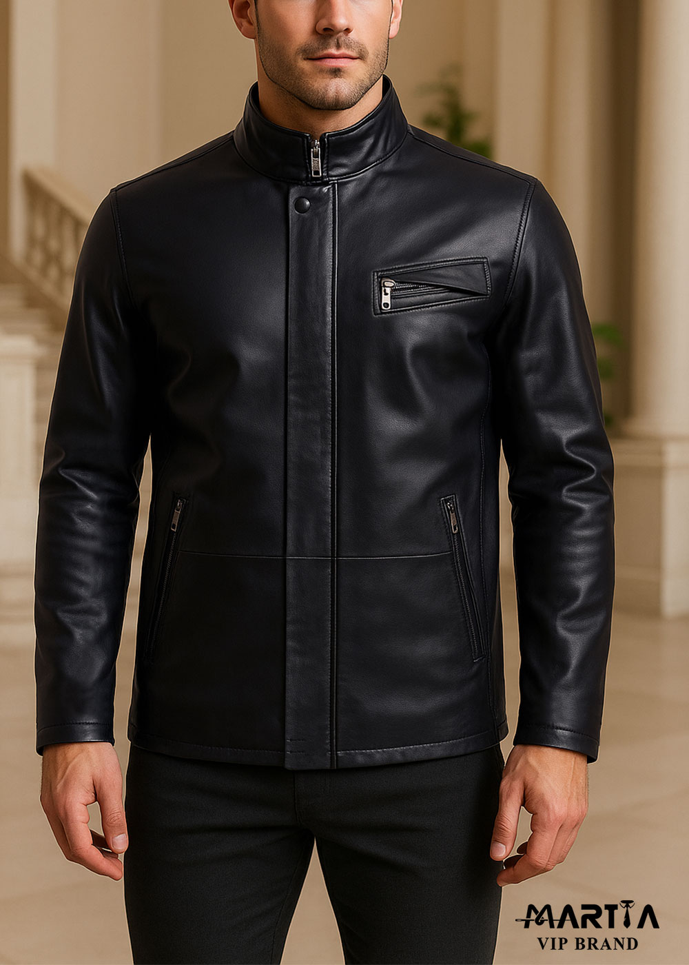 کاپشن چرم طبیعی ایتالیایی کد 21