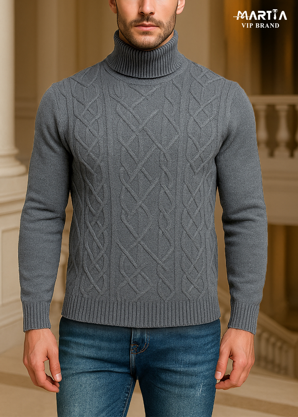 بافت یقه اسکی طرحدار ایتالیایی کد 30