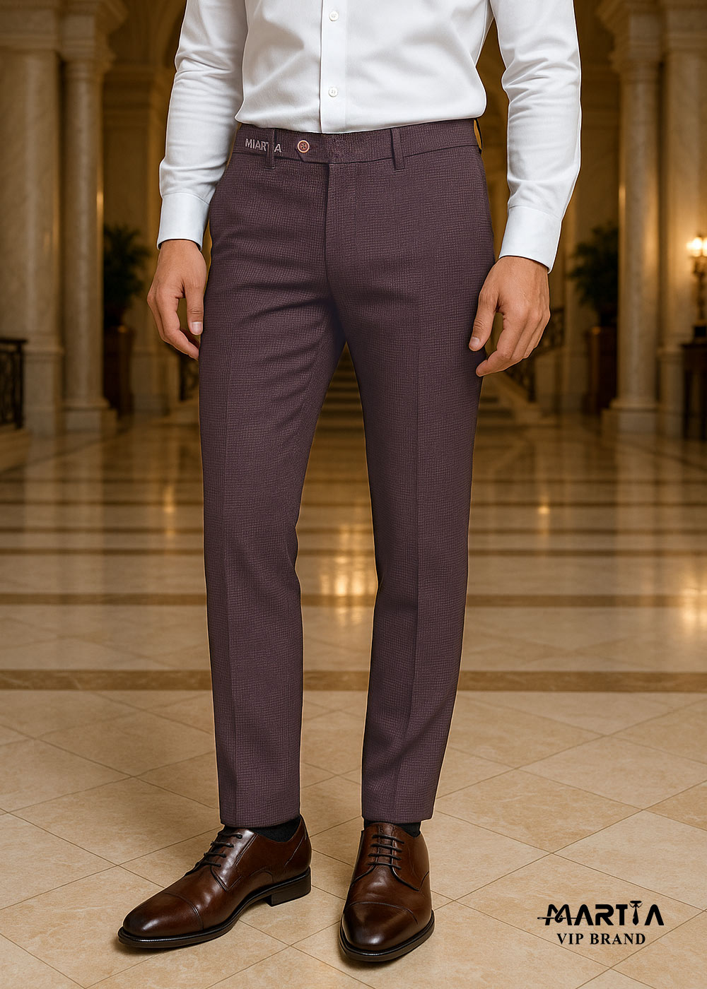 شلوار کتان چهارخانه ریز