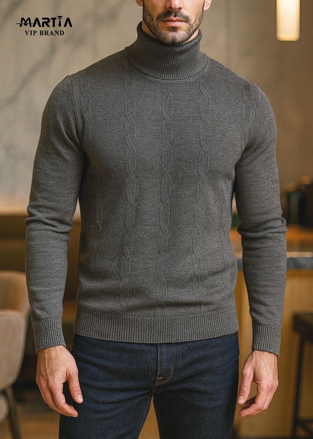 بافت طرحدار یقه اسکی نخ پشمی ایتالیایی کد 155