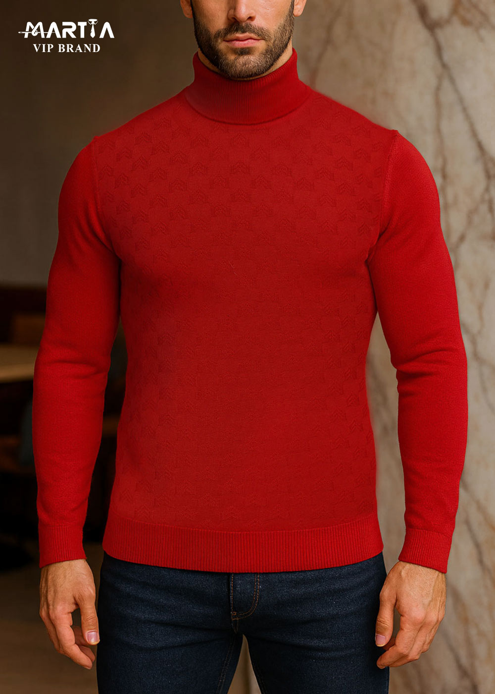 بافت یقه اسکی نخ پشمی