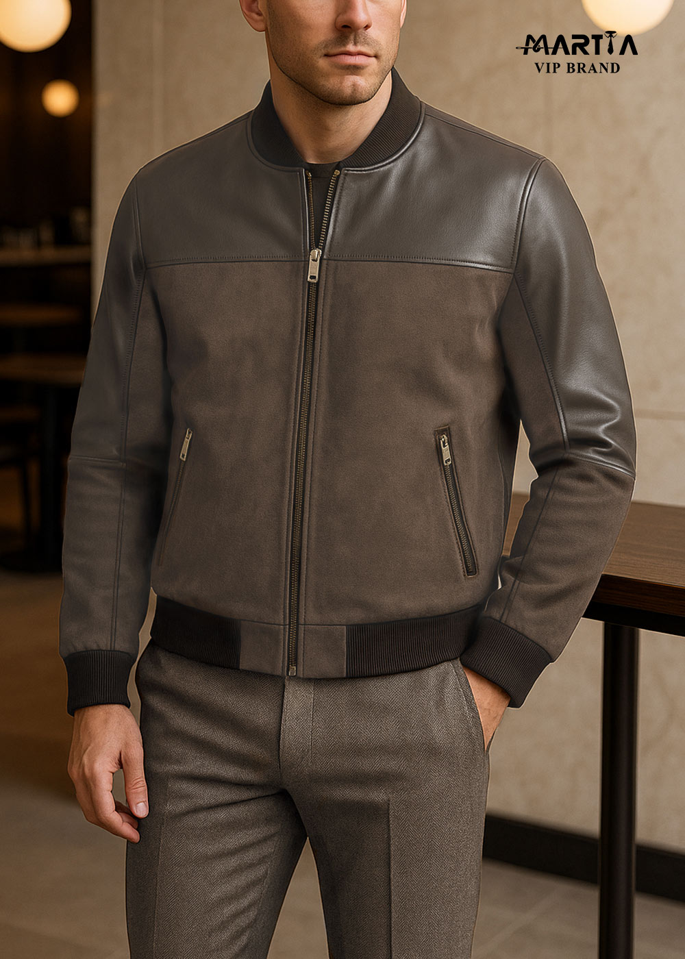 کاپشن چرم طبیعی کد 27