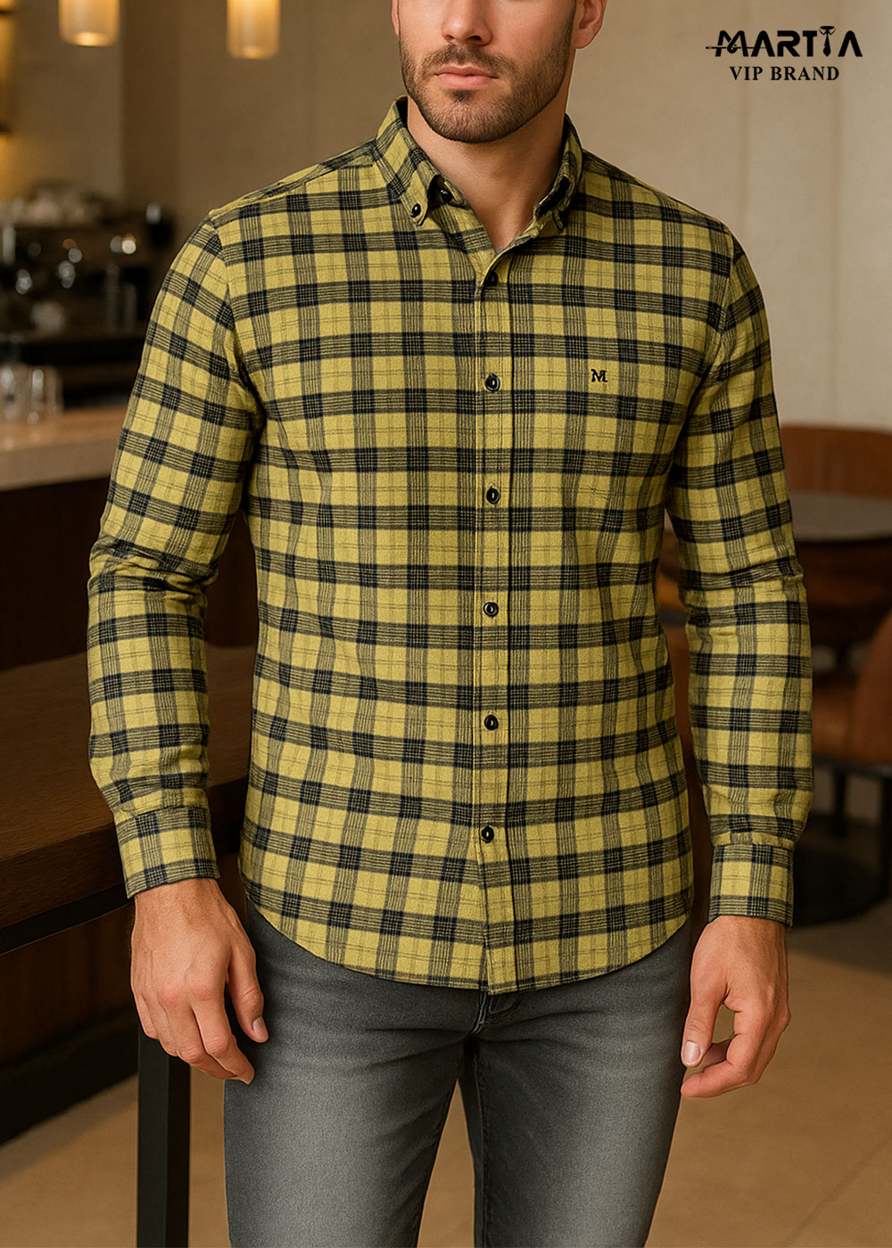 پیراهن پشمی چهارخانه کد 128