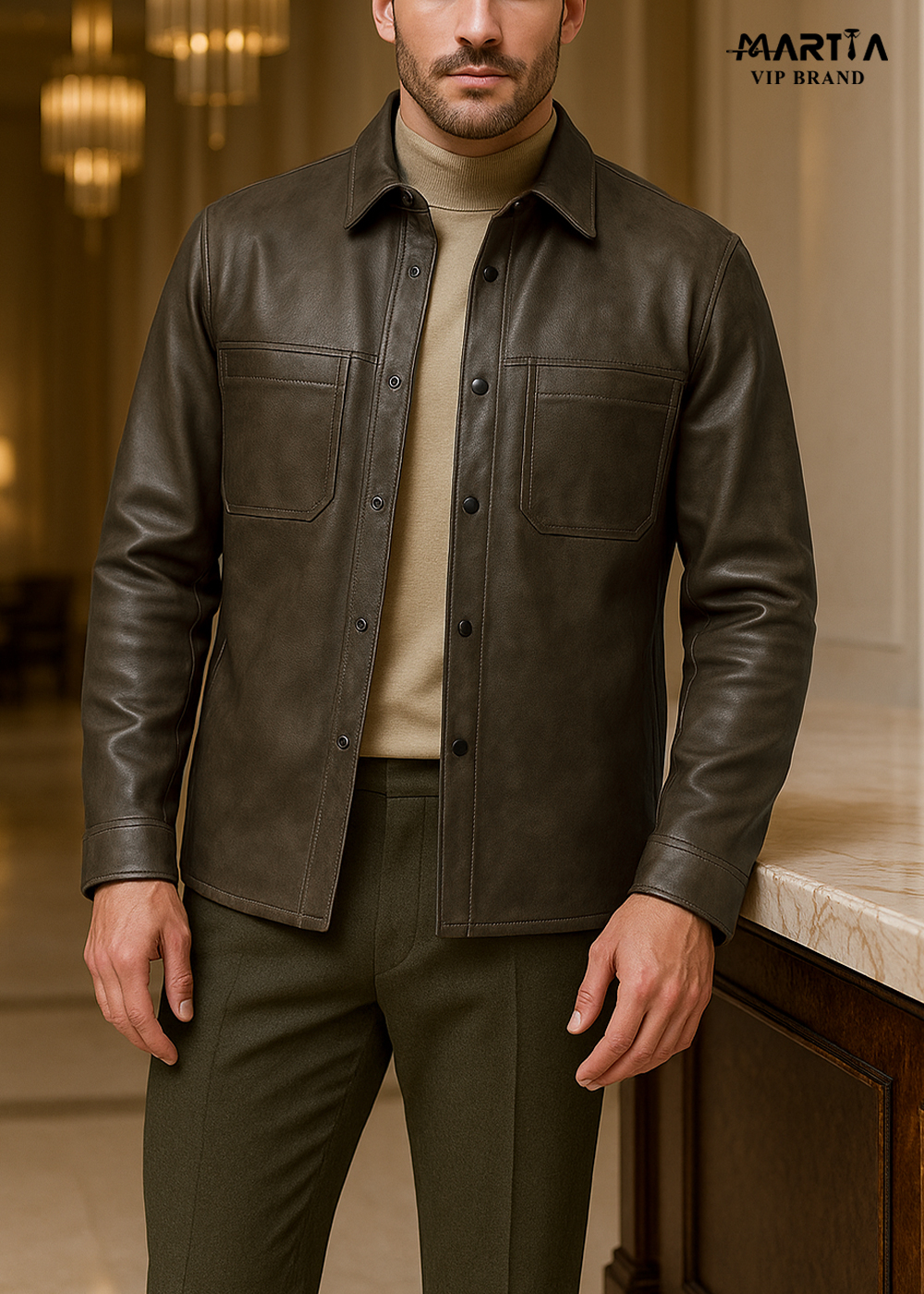 کاپشن چرم دورو ایتالیایی