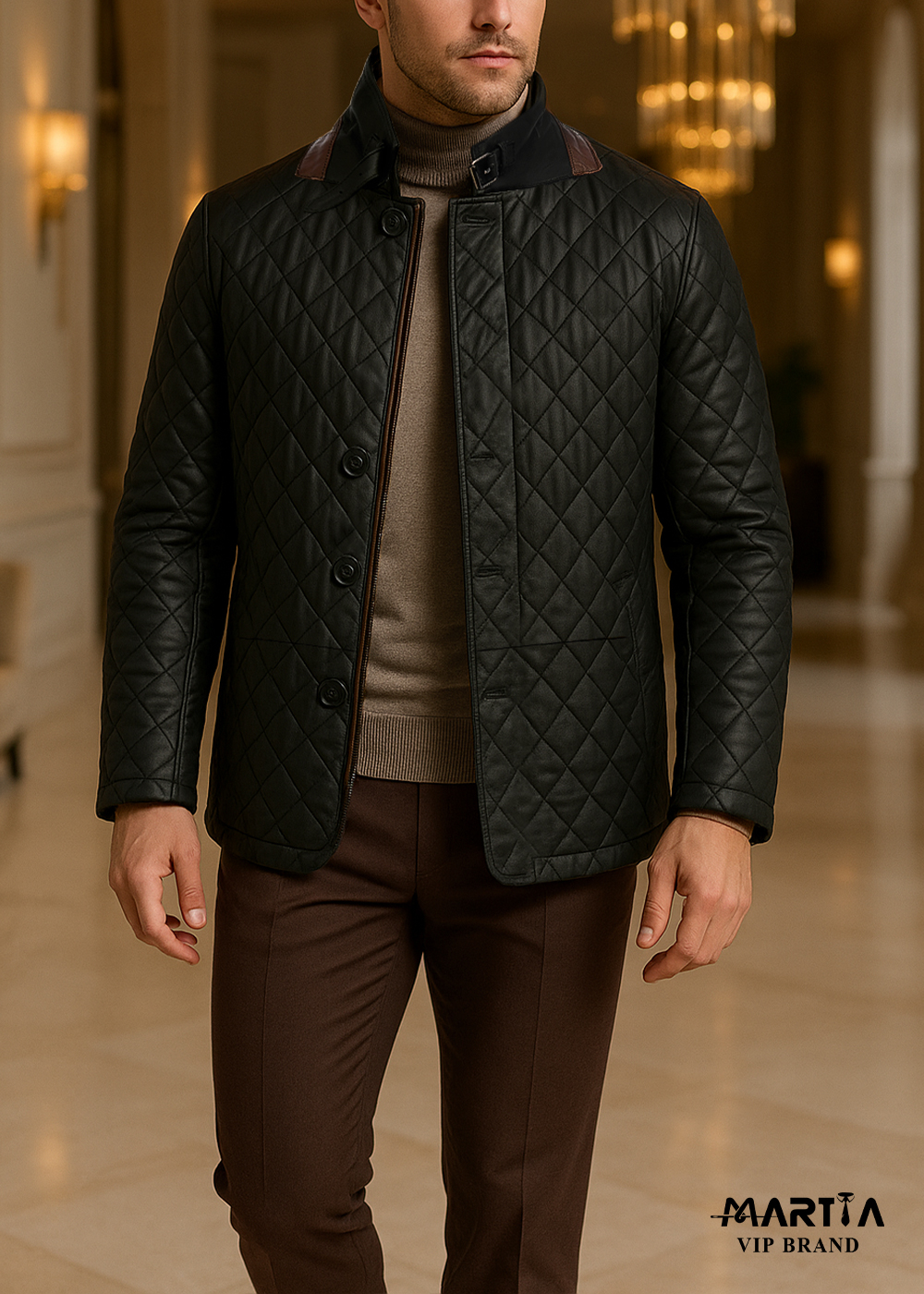 کاپشن چرم طبیعی ایتالیایی