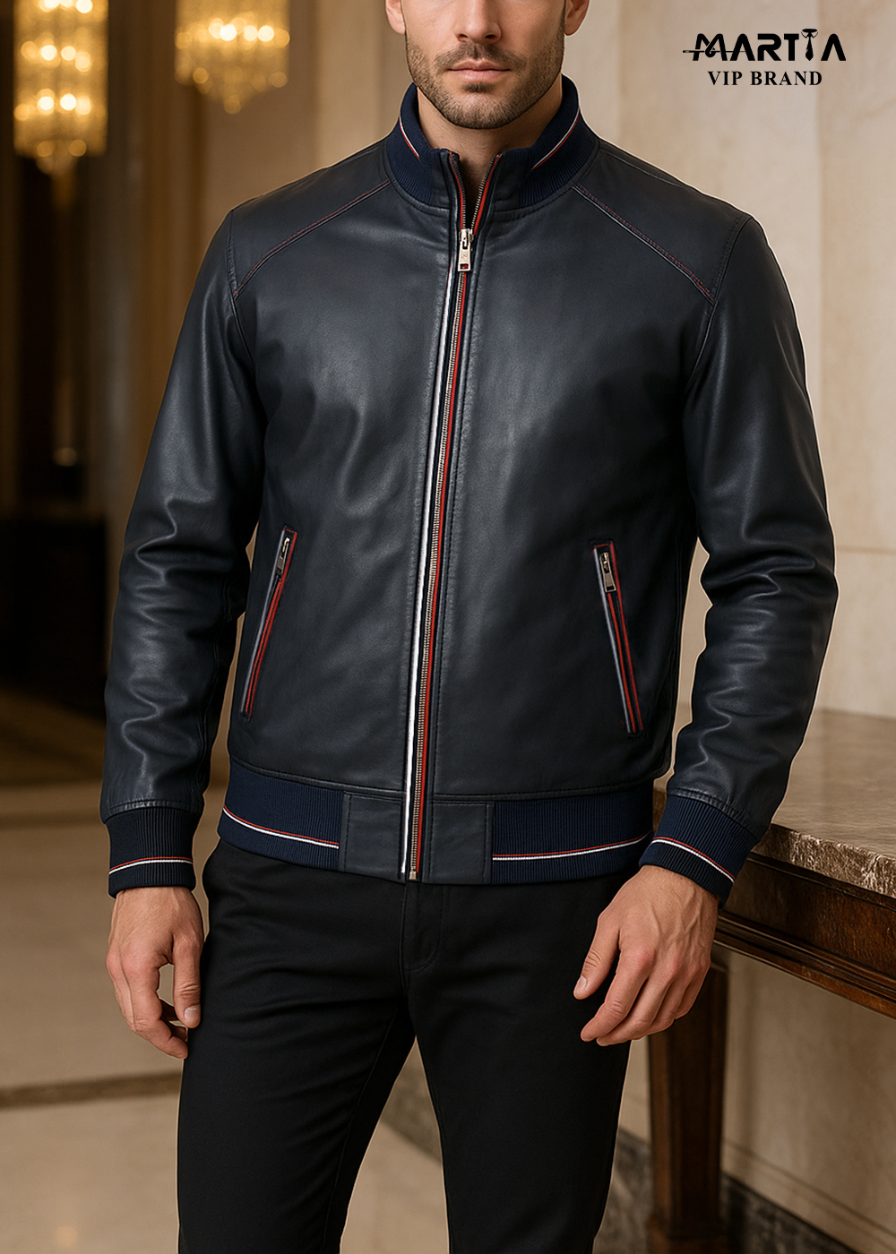 کاپشن چرم طبیعی ایتالیایی کد 38