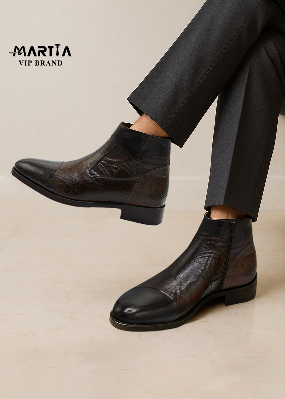 بوت تمام چرم بوفالو و زیره ایتالیایی مدل برت کد19