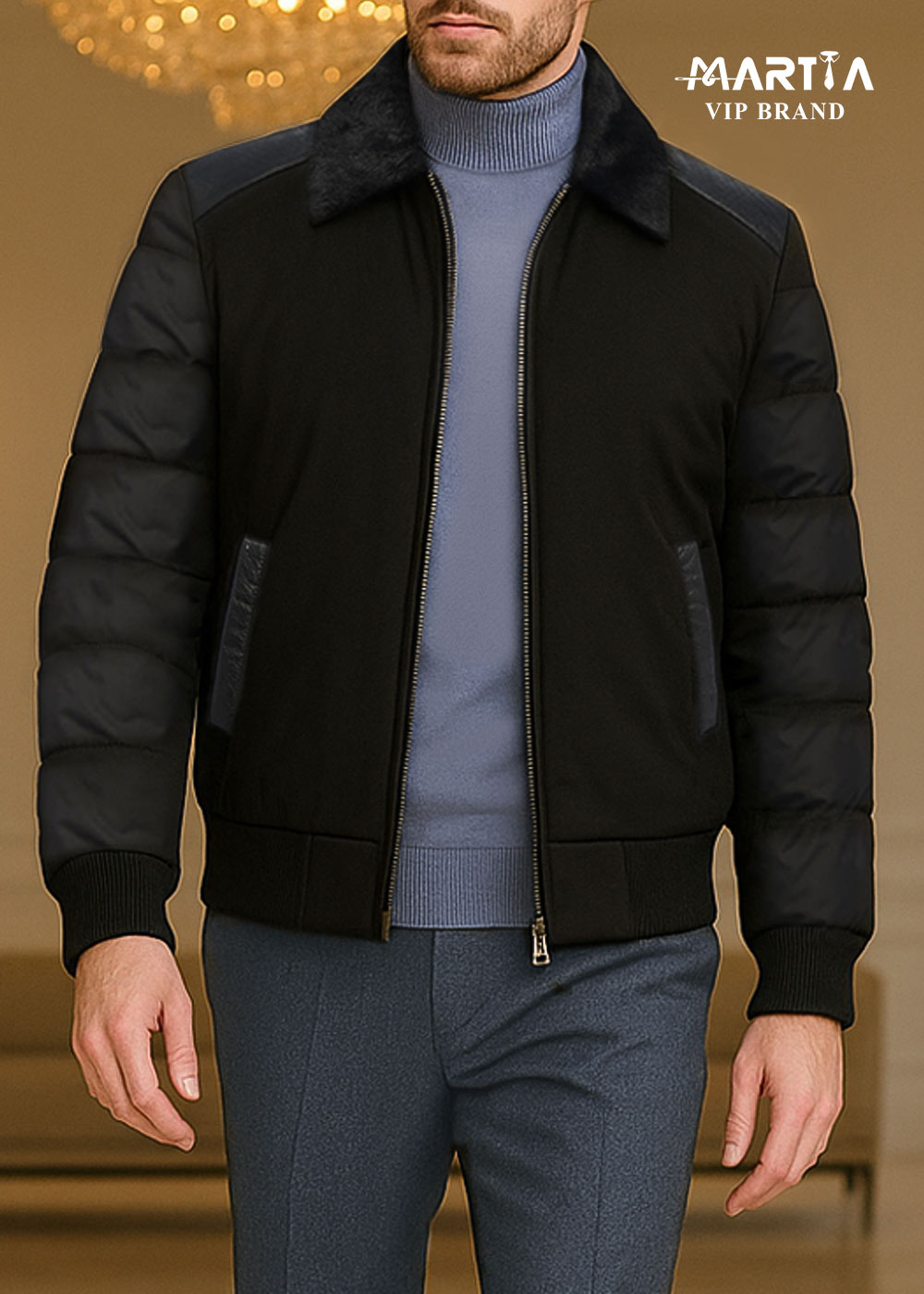 کاپشن واترپروف با یقه خز جدا شونده کد 12