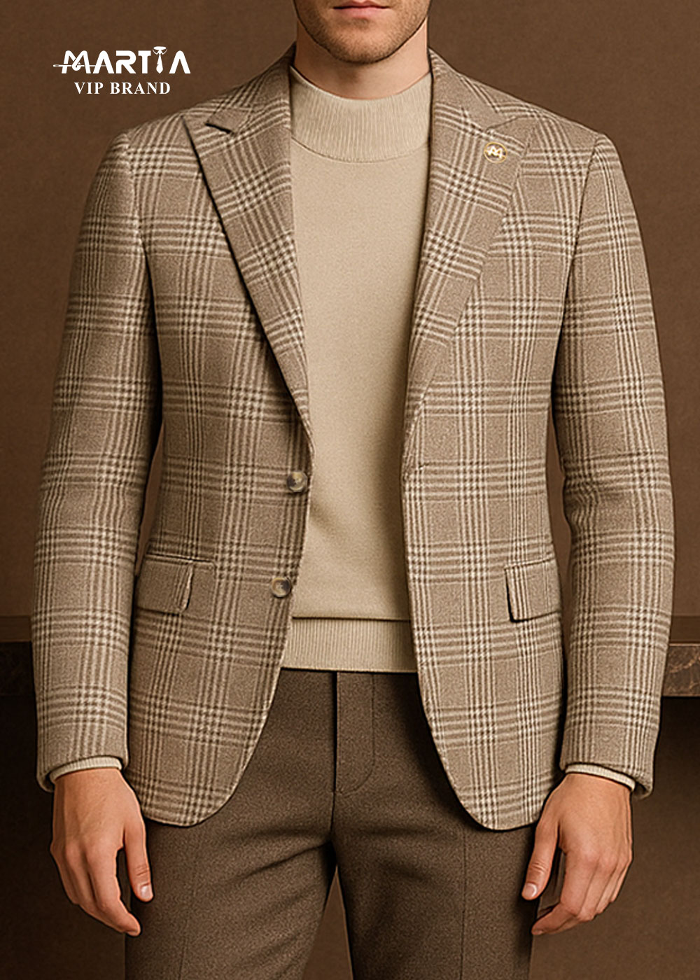 کت تک پارچه صد درصد پشم ایتالیایی چهارخانه