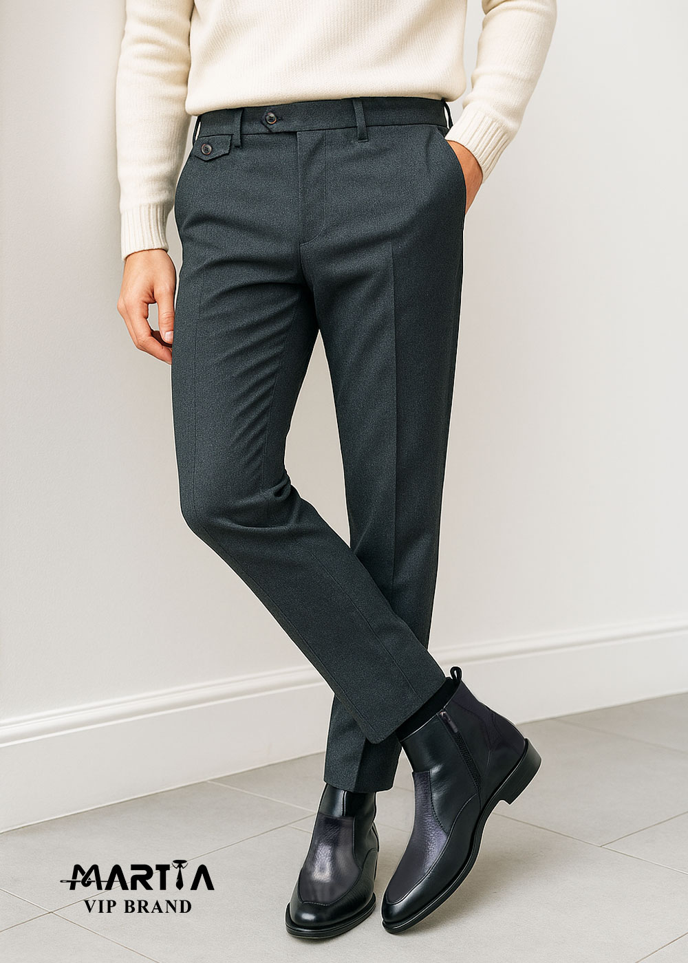 شلوار پارچه پشمی افکت دار کد 35