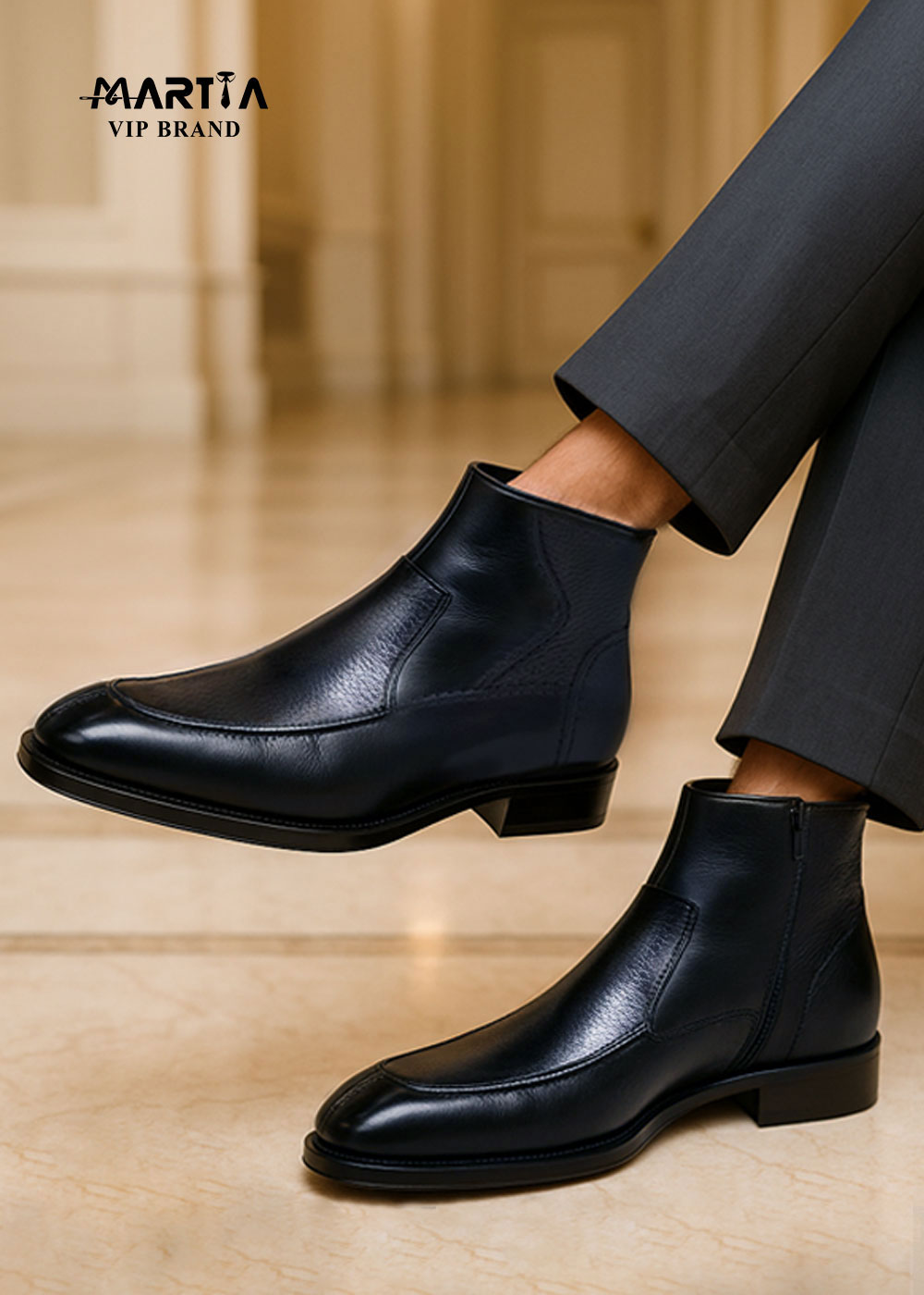 نیم بوت چرم طبیعی بوفالو و زیره ایتالیایی کد 20