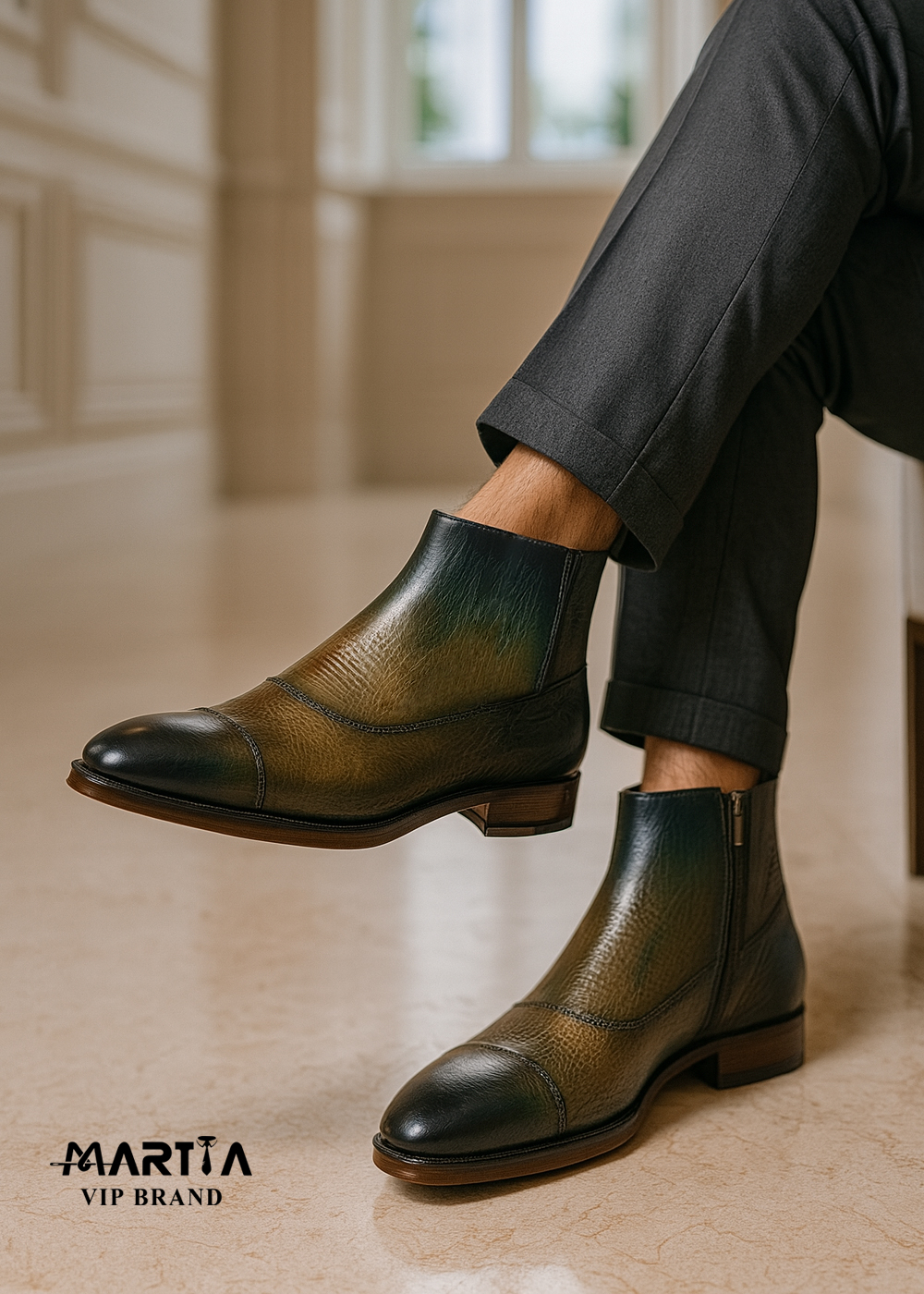 بوت چرم بوفالو و زیره ایتالیایی کد 23